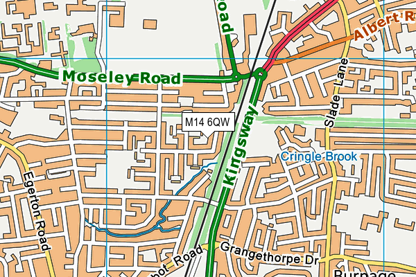M14 6QW map - OS VectorMap District (Ordnance Survey) M14 6QW map - OS VectorMap District (Ordnance Survey)