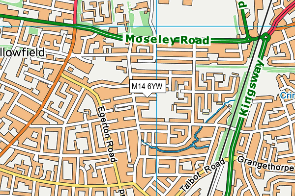 M14 6YW map - OS VectorMap District (Ordnance Survey) M14 6YW map - OS VectorMap District (Ordnance Survey)