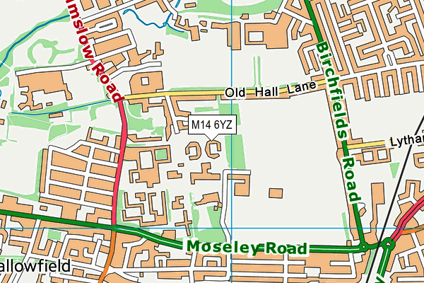 M14 6YZ map - OS VectorMap District (Ordnance Survey)