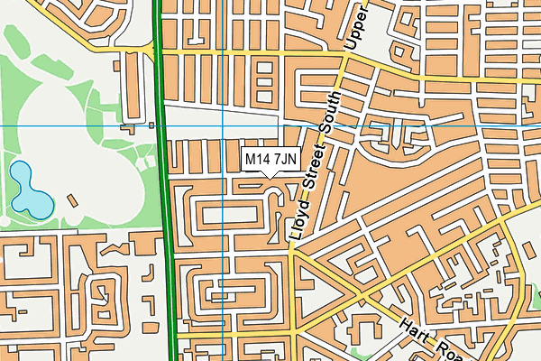 M14 7JN map - OS VectorMap District (Ordnance Survey) M14 7JN map - OS VectorMap District (Ordnance Survey)