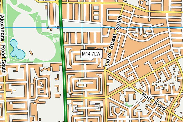 M14 7LW map - OS VectorMap District (Ordnance Survey) M14 7LW map - OS VectorMap District (Ordnance Survey)