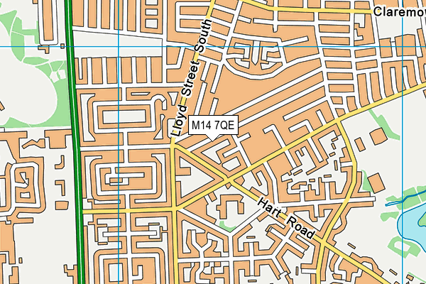 M14 7QE map - OS VectorMap District (Ordnance Survey) M14 7QE map - OS VectorMap District (Ordnance Survey)