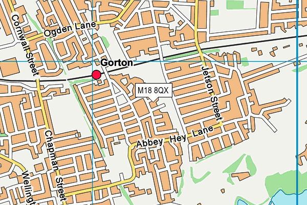 M18 8QX map - OS VectorMap District (Ordnance Survey)