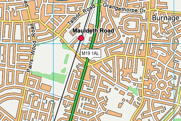 M19 1AL map - OS VectorMap District (Ordnance Survey)