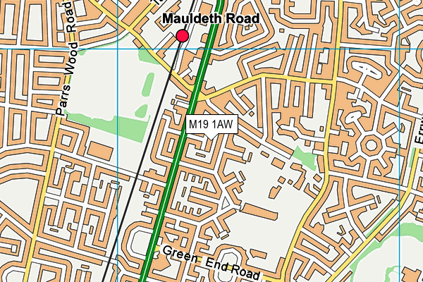 M19 1AW map - OS VectorMap District (Ordnance Survey)