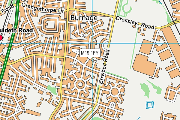 M19 1FY map - OS VectorMap District (Ordnance Survey)