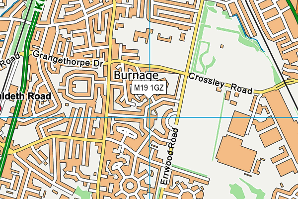 M19 1GZ map - OS VectorMap District (Ordnance Survey)