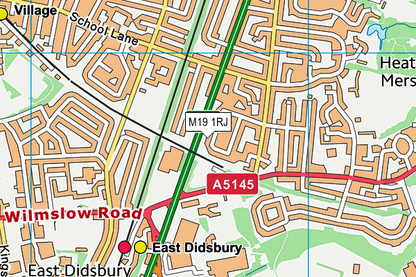 M19 1RJ map - OS VectorMap District (Ordnance Survey)
