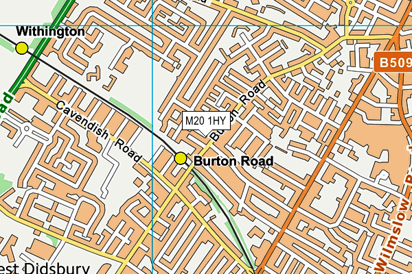 M20 1HY map - OS VectorMap District (Ordnance Survey)