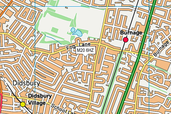 M20 6HZ map - OS VectorMap District (Ordnance Survey)