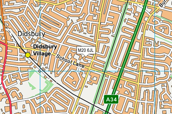 M20 6JL map - OS VectorMap District (Ordnance Survey)