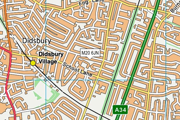 M20 6JN map - OS VectorMap District (Ordnance Survey)