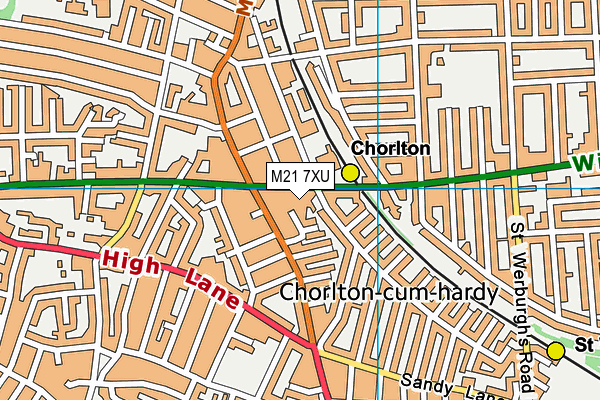 M21 7XU map - OS VectorMap District (Ordnance Survey)