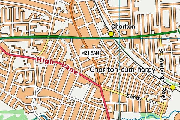 M21 8AN map - OS VectorMap District (Ordnance Survey) M21 8AN map - OS VectorMap District (Ordnance Survey)