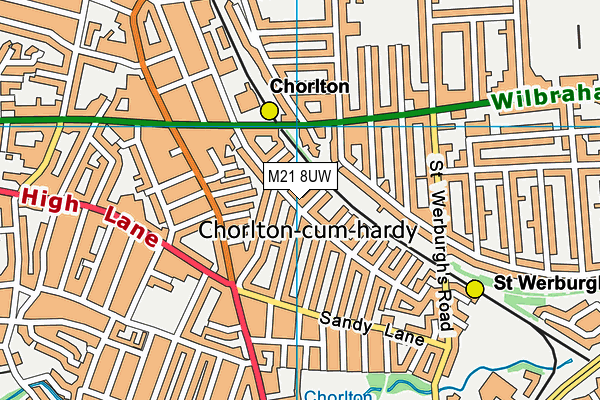 M21 8UW map - OS VectorMap District (Ordnance Survey) M21 8UW map - OS VectorMap District (Ordnance Survey)