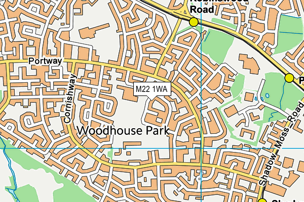 M22 1WA map - OS VectorMap District (Ordnance Survey) M22 1WA map - OS VectorMap District (Ordnance Survey)