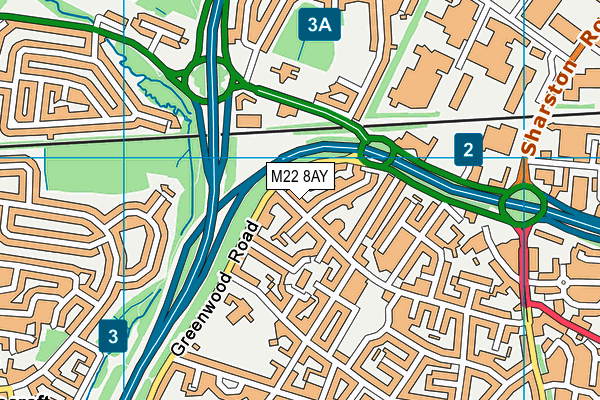 M22 8AY map - OS VectorMap District (Ordnance Survey)