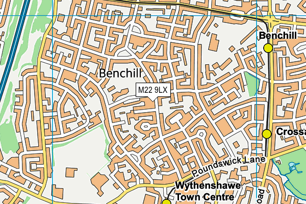M22 9LX map - OS VectorMap District (Ordnance Survey) M22 9LX map - OS VectorMap District (Ordnance Survey)