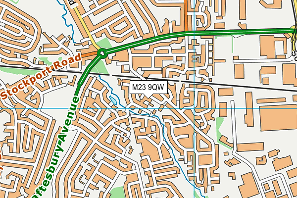 M23 9QW map - OS VectorMap District (Ordnance Survey)