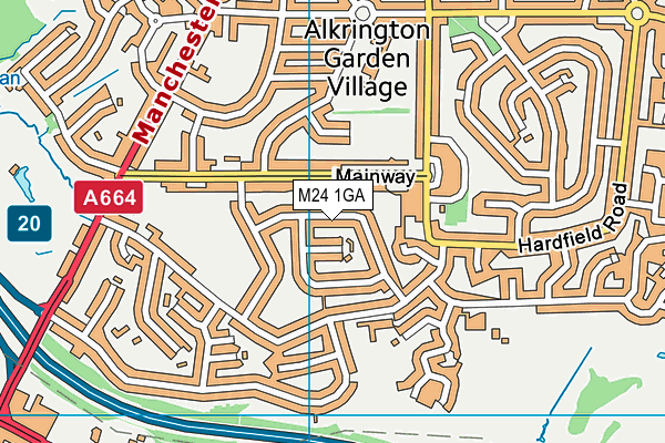 M24 1GA map - OS VectorMap District (Ordnance Survey) M24 1GA map - OS VectorMap District (Ordnance Survey)