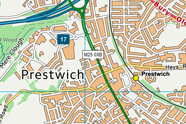 M25 0XB map - OS VectorMap District (Ordnance Survey)