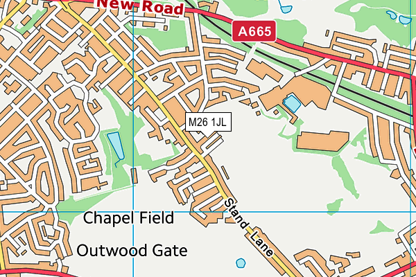M26 1JL map - OS VectorMap District (Ordnance Survey)