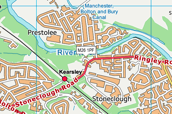 M26 1PF map - OS VectorMap District (Ordnance Survey)