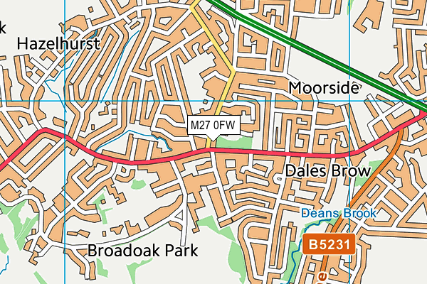 M27 0FW map - OS VectorMap District (Ordnance Survey) M27 0FW map - OS VectorMap District (Ordnance Survey)
