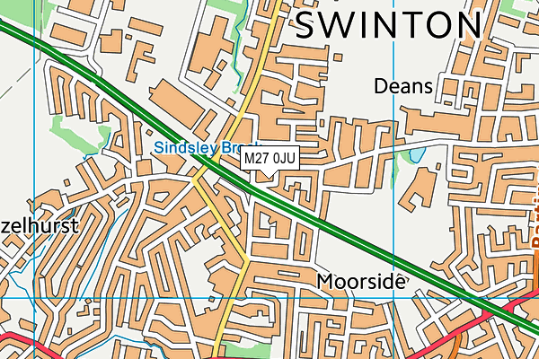 M27 0JU map - OS VectorMap District (Ordnance Survey)