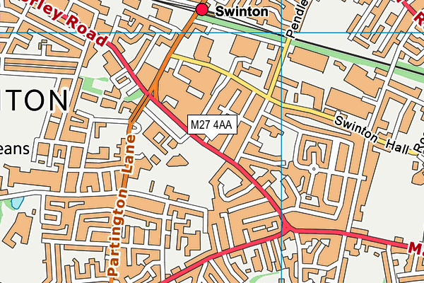 M27 4AA map - OS VectorMap District (Ordnance Survey)