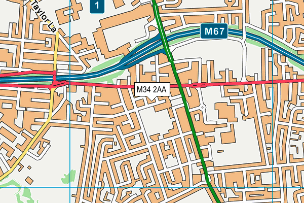 M34 2AA map - OS VectorMap District (Ordnance Survey) M34 2AA map - OS VectorMap District (Ordnance Survey)