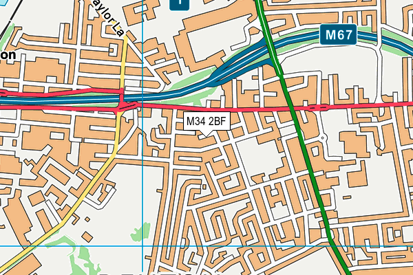 M34 2BF map - OS VectorMap District (Ordnance Survey)