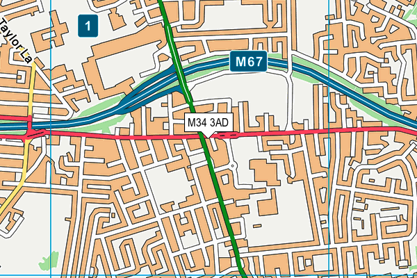 M34 3AD map - OS VectorMap District (Ordnance Survey) M34 3AD map - OS VectorMap District (Ordnance Survey)