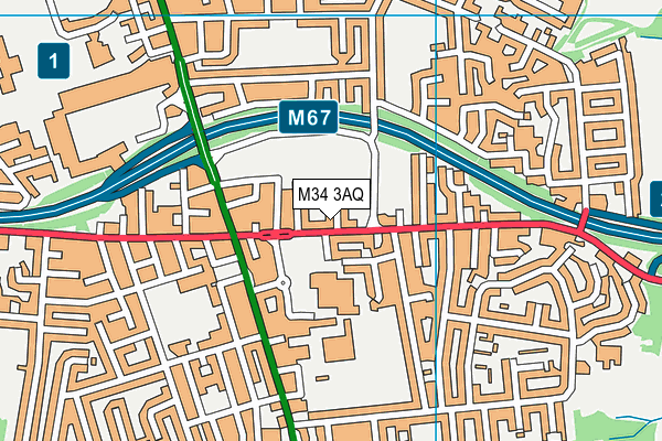 M34 3AQ map - OS VectorMap District (Ordnance Survey) M34 3AQ map - OS VectorMap District (Ordnance Survey)