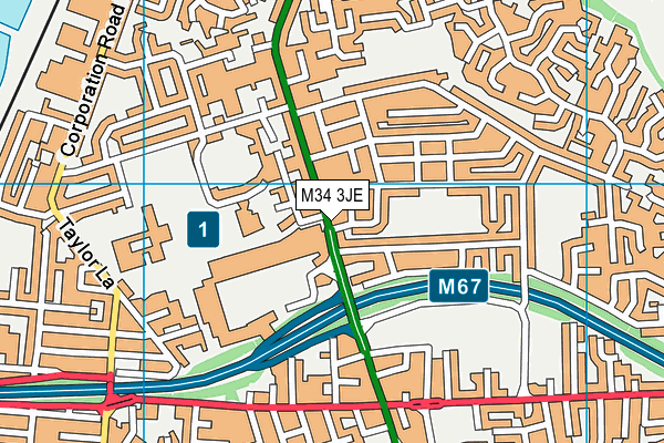 M34 3JE map - OS VectorMap District (Ordnance Survey) M34 3JE map - OS VectorMap District (Ordnance Survey)