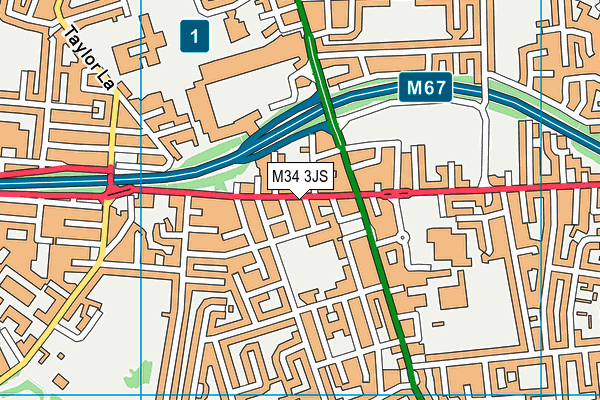 M34 3JS map - OS VectorMap District (Ordnance Survey) M34 3JS map - OS VectorMap District (Ordnance Survey)