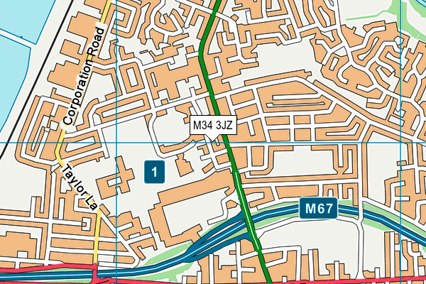 M34 3JZ map - OS VectorMap District (Ordnance Survey) M34 3JZ map - OS VectorMap District (Ordnance Survey)