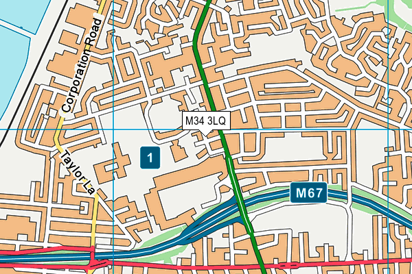 M34 3LQ map - OS VectorMap District (Ordnance Survey)