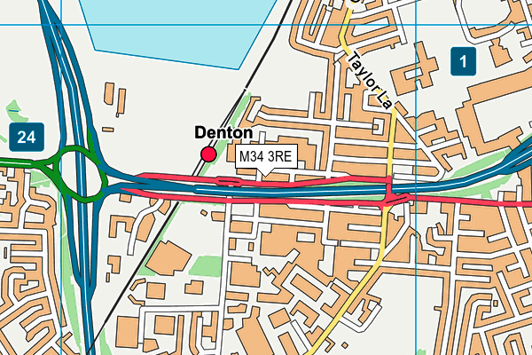 M34 3RE map - OS VectorMap District (Ordnance Survey)