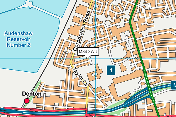 M34 3WU map - OS VectorMap District (Ordnance Survey)