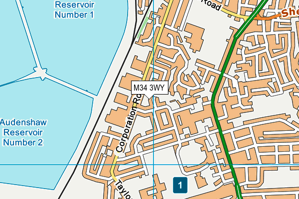 M34 3WY map - OS VectorMap District (Ordnance Survey) M34 3WY map - OS VectorMap District (Ordnance Survey)