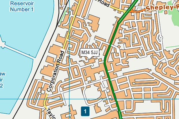 M34 5JJ map - OS VectorMap District (Ordnance Survey) M34 5JJ map - OS VectorMap District (Ordnance Survey)