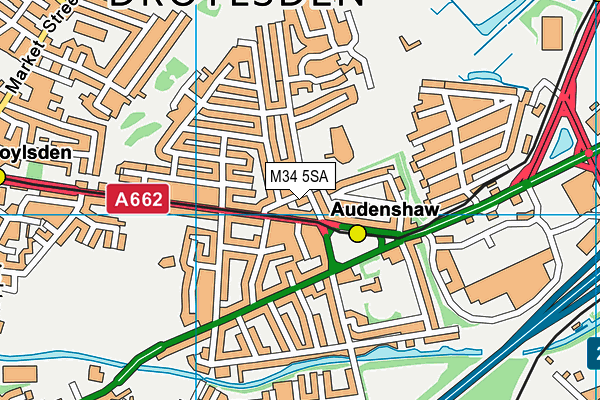 M34 5SA map - OS VectorMap District (Ordnance Survey)