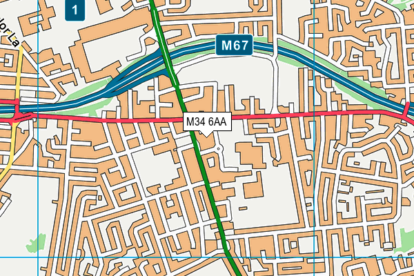 M34 6AA map - OS VectorMap District (Ordnance Survey)