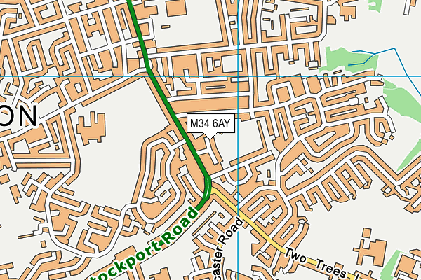M34 6AY map - OS VectorMap District (Ordnance Survey)