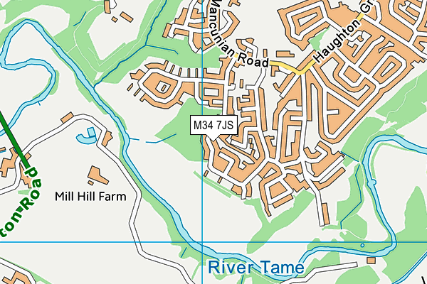 M34 7JS map - OS VectorMap District (Ordnance Survey)