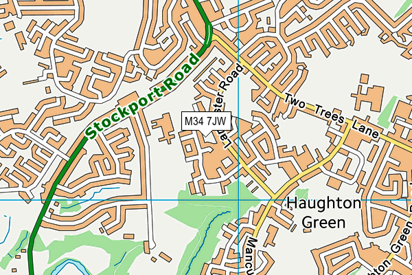 M34 7JW map - OS VectorMap District (Ordnance Survey)