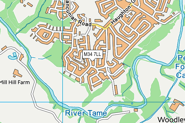 M34 7LL map - OS VectorMap District (Ordnance Survey)
