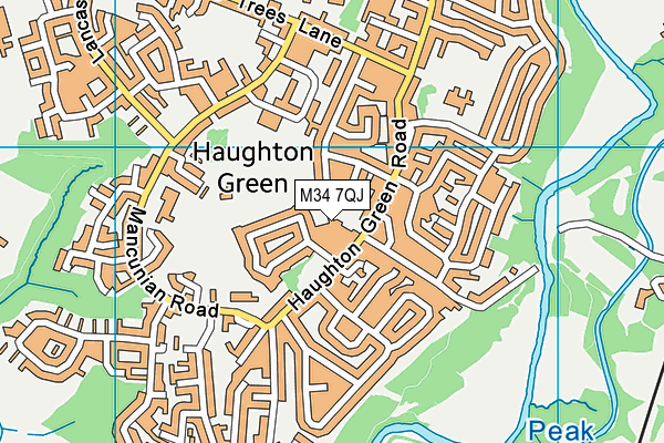 M34 7QJ map - OS VectorMap District (Ordnance Survey) M34 7QJ map - OS VectorMap District (Ordnance Survey)