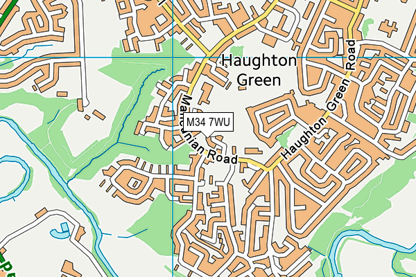 M34 7WU map - OS VectorMap District (Ordnance Survey)